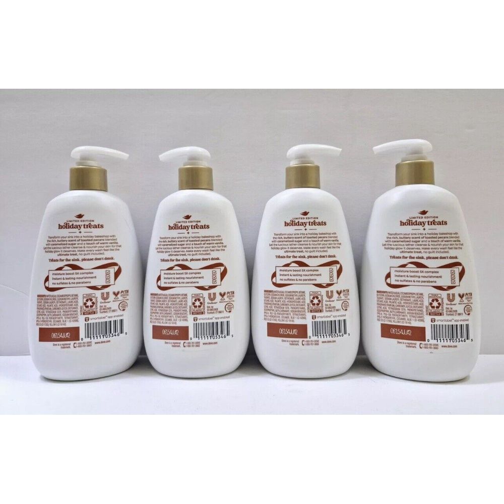 4 × Dove Pecan Butter Crunch Hand Soap Holiday Treat 12oz Ea Limited Edition Lot - Picture 2 of 2